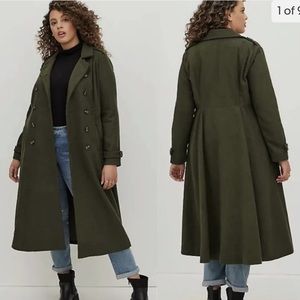 Torrid green maxi military Coat